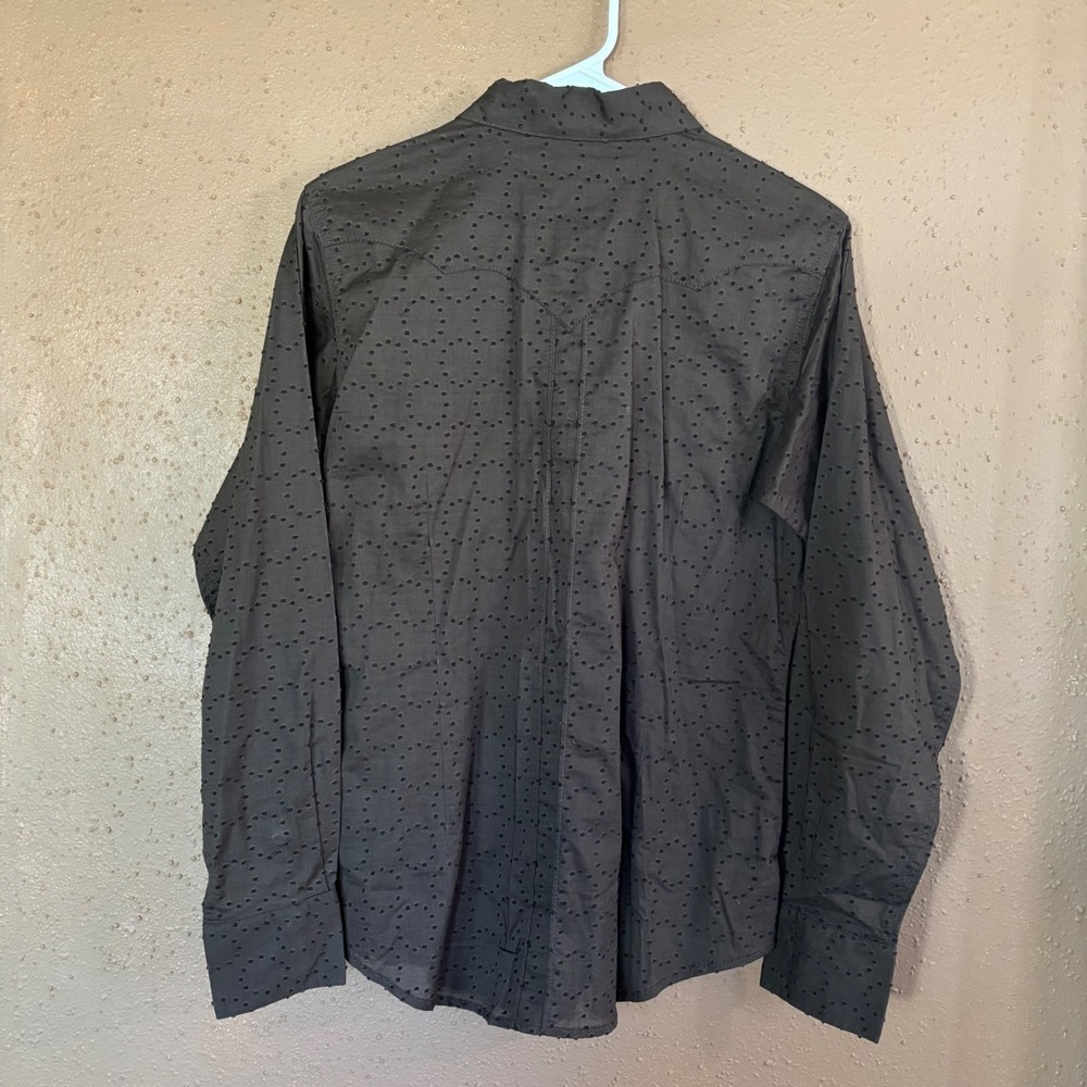 Ariat Womens Brown Swiss Dot Long Sleeve Western Snap Front Shirt Medium - Picture 5 of 9